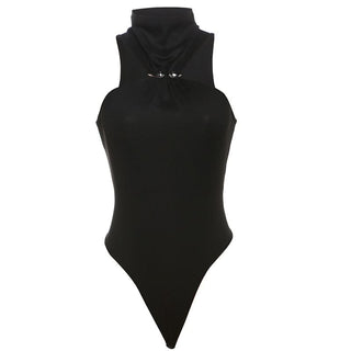 High neck ruched solid bodysuit