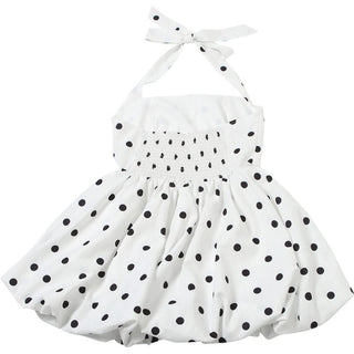 Polka dot halter smocked mini dress