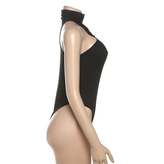 High neck ruched solid bodysuit