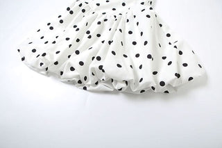 Polka dot halter smocked mini dress