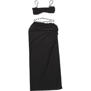 Hollow out ruched high slit cami maxi skirt set
