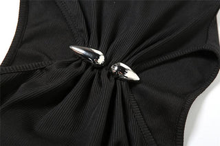 High neck ruched solid bodysuit