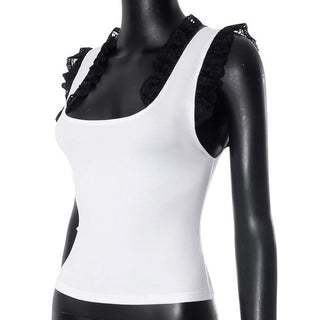 Square neck lace hem tank top