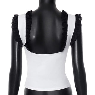 Square neck lace hem tank top