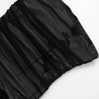 Flower print mesh ruched tube top