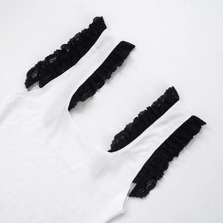 Square neck lace hem tank top