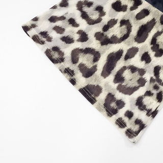 Leopard print mesh long sleeve top