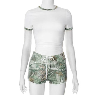 Short sleeve drawstring short pant set