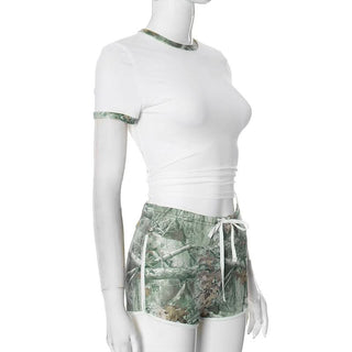 Short sleeve drawstring short pant set