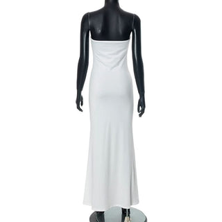 Flower print tube maxi dress