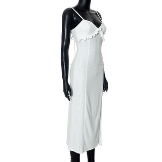 Ruffle high slit backless cami maxi dress