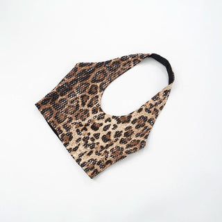 Halter glitter backless leopard print pant set