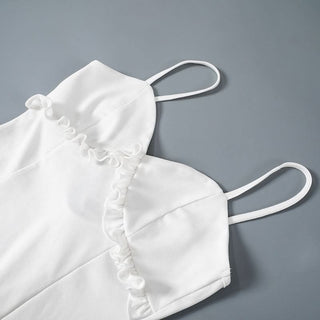 Ruffle high slit backless cami maxi dress