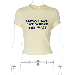 Short sleeve crewneck letter print top