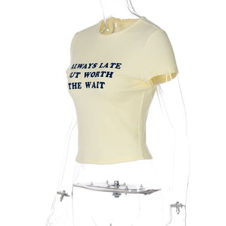 Short sleeve crewneck letter print top