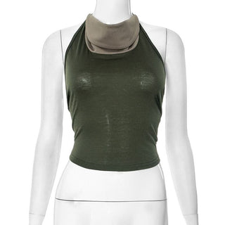 Halter backless self tie top