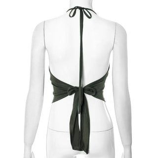 Halter backless self tie top