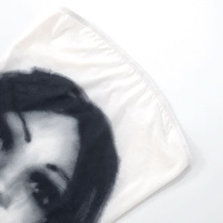 Portrait print tube mini dress