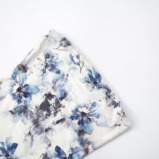 Flower print ruched ruffle tube maxi dress