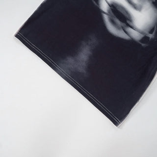 Portrait print tube mini dress