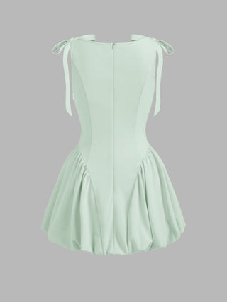 Grad Dresses Cute Summer Dresses Party Dress For Party New Years Holiday Dress Valentine rush outfits special occasion dresses Woven Sculptural Boat Neck Bowknot Bubble Hem Mini Dress For Date