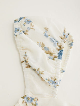 Square Neck Floral Knotted Mini Dress