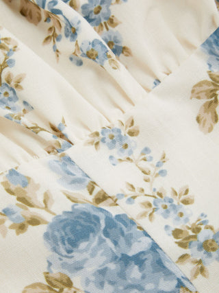 Square Neck Floral Knotted Mini Dress