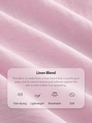Linen-blend Boat Neck Solid Knotted Backless Mini Dress