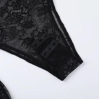 Long flared sleeve ruched lace button bodysuit