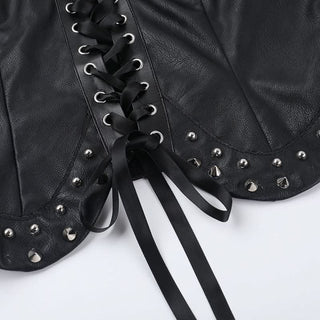Lace up PU leather metal chain tube top