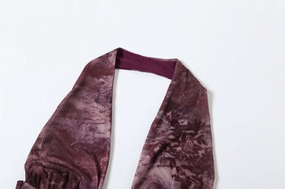 Halter hollow out self tie print o ring cut out mini dress