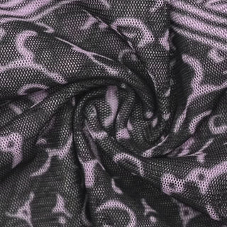 Crewneck long sleeve sheer mesh print top