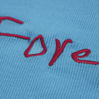 Long sleeve ribbed letter embroidery top