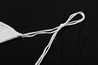 Hollow out halter self tie solid backless pant set