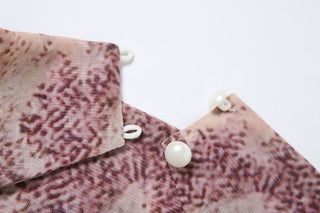 Button mesh halter print self tie top