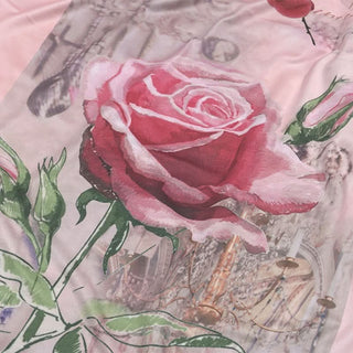 Long sleeve irregular flower print ruched maxi dress