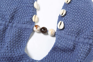 Halter self tie o ring hollow out knitted cut out mini dress