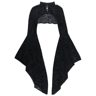 Long flared sleeve print solid mesh top