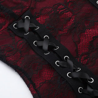 Ruffle lace up lace backless cami maxi dress