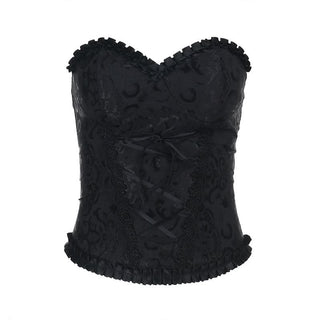 Sweetheart neck lace up print tube top