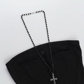 Cross print backless solid tube top