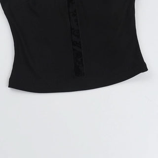 Cross print backless solid tube top