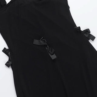 Bowknot hoodie square neck mesh 2-way maxi dress