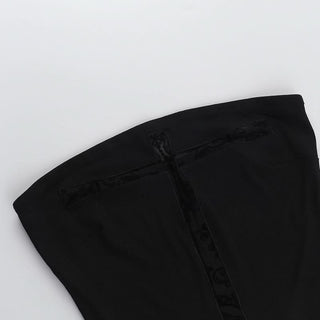 Cross print backless solid tube top