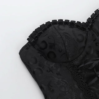 Sweetheart neck lace up print tube top