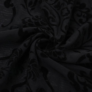 Long flared sleeve print solid mesh top