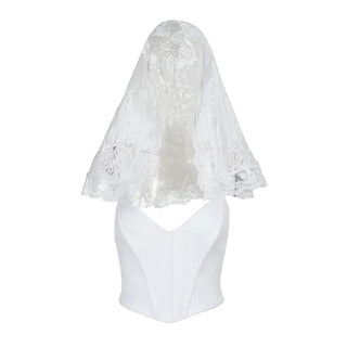 Lace sweetheart neck corset solid tube top