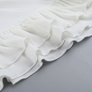 Knotted ruffle ruched solid tube pant set