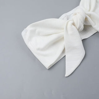 Knotted ruffle ruched solid tube pant set