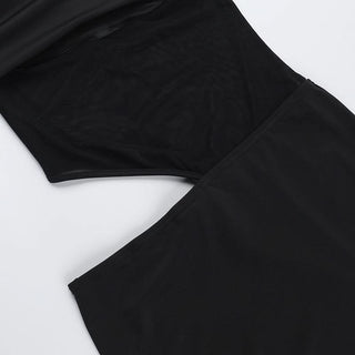 Off shoulder halter self tie hollow out cut out maxi dress